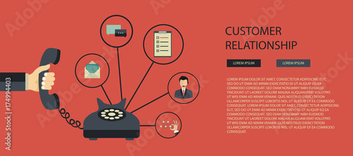 Business customer care service concept. Icons set of contact us, support, help, phone call and website click. Flat vector illustration.