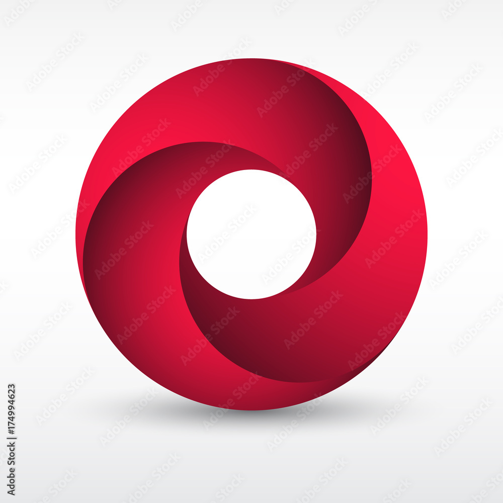 Infinity loop circle with bright red colors with shadow. Illustration of a silky modern style logotype with colorful trendy design Infinity loop circle with bright red colors with shadow. Illustration of a silky modern style logotype with colorful trendy design
