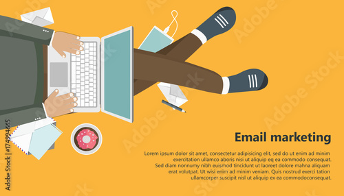 Email marketing business banner. Flat vector illustration