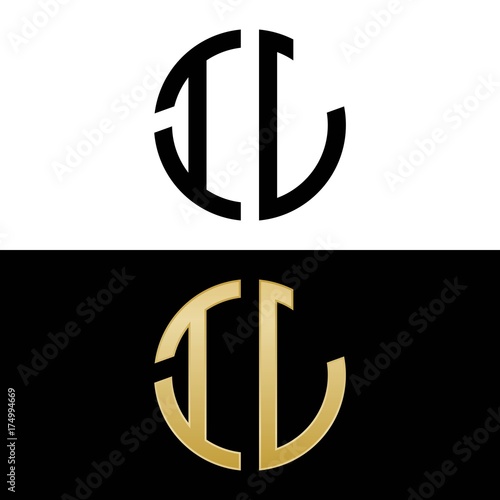 Obraz na plátně il initial logo circle shape vector black and gold