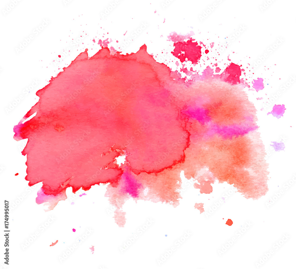 Colorful abstract watercolor texture stain with splashes and spatters. Modern creative watercolor background for trendy design.