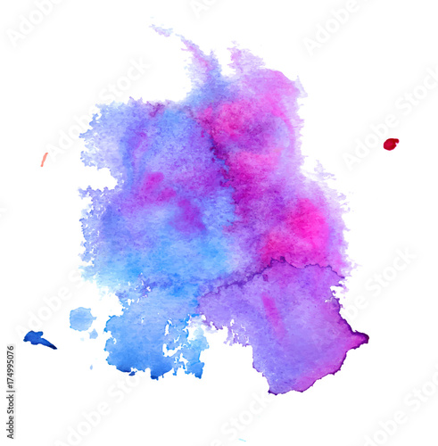 Colorful abstract watercolor texture stain with splashes and spatters. Modern creative watercolor background for trendy design.