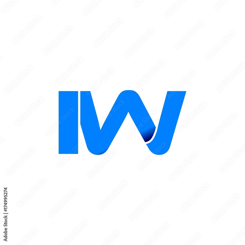 iw logo initial logo vector modern blue fold style iw logo initial logo vector modern blue fold style