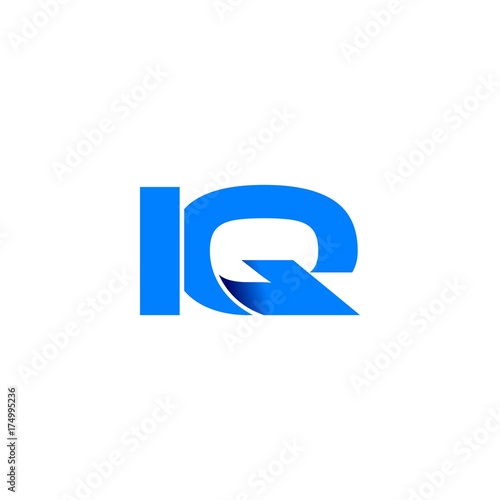 iq logo initial logo vector modern blue fold style