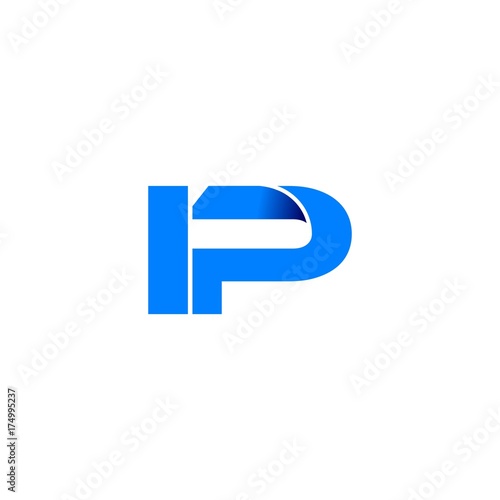 ip logo initial logo vector modern blue fold style