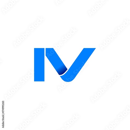 iv logo initial logo vector modern blue fold style