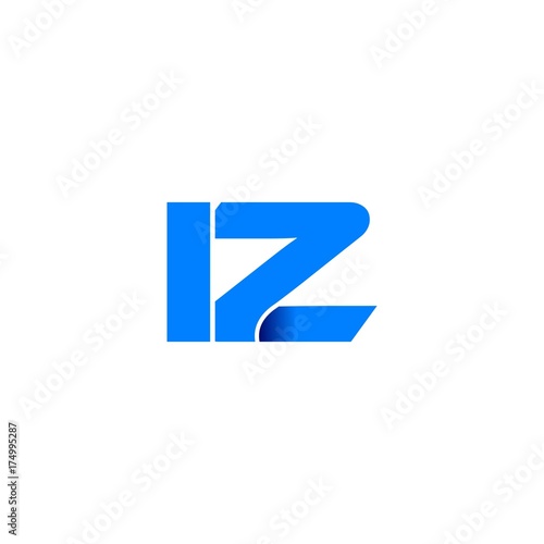 iz logo initial logo vector modern blue fold style