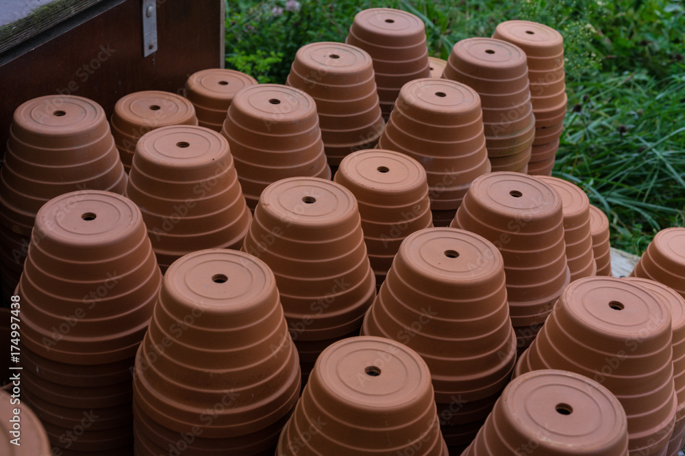 earthenware ceramic garden pot stacked on each other earthenware ceramic garden pot stacked on each other