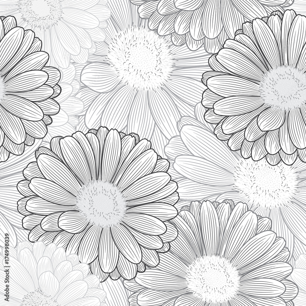 custom made wallpaper toronto digitalHand drawn floral pattern with gerbera flowers. Vector illustration. Element for design.