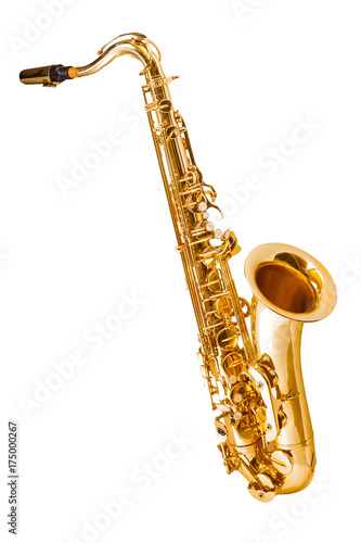 Photo saxophone isolated on white