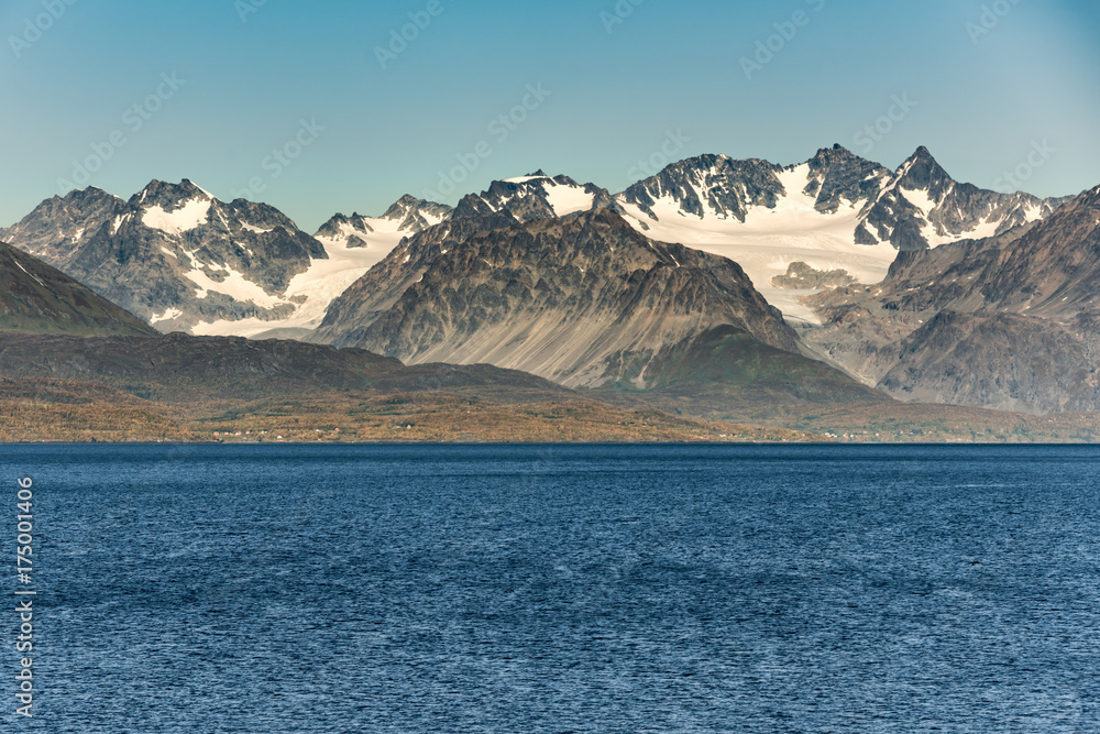 Mountains cover with glaciers in North Norway