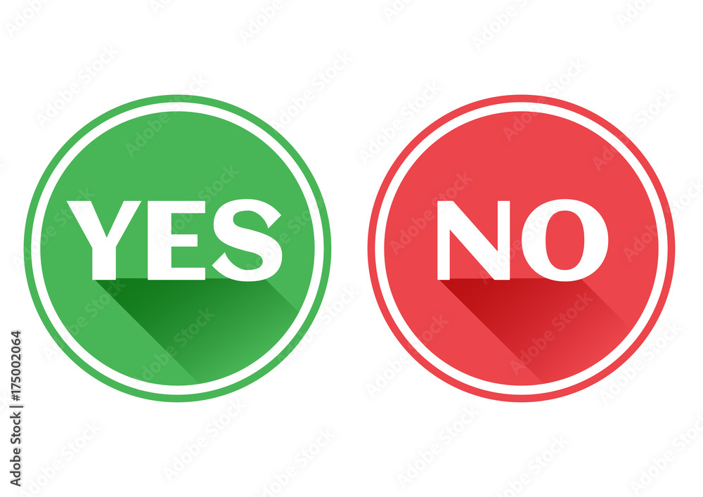 Set red and green icons buttons. Yes and no. Vector illustration. Set red and green icons buttons. Yes and no. Vector illustration.