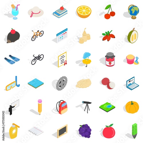 Pencil icons set, isometric style