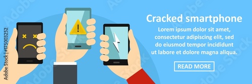 Cracked smartphone banner horizontal concept