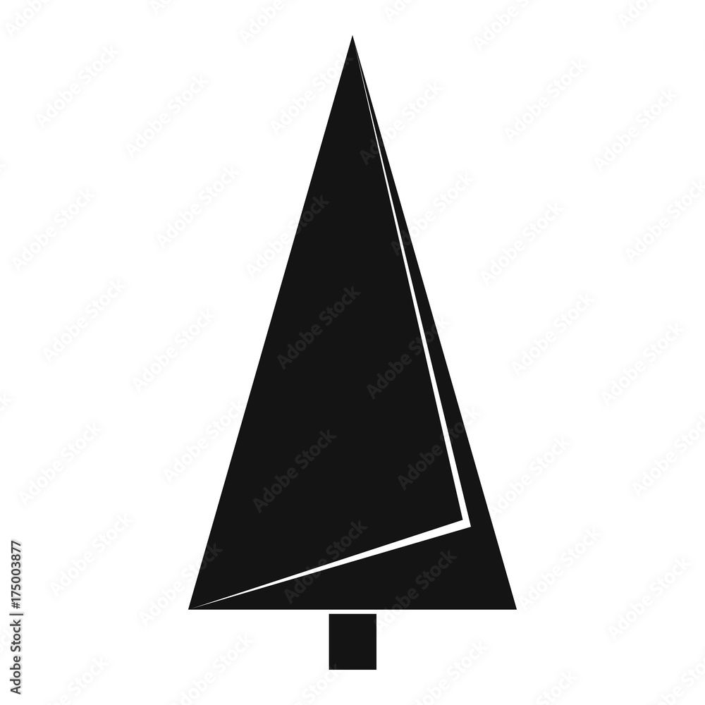 Origami fir tree icon, simple black style Origami fir tree icon, simple black style
