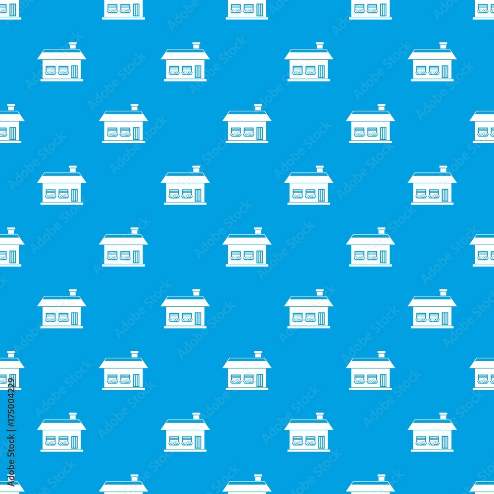 One storey house with two windows pattern seamless blue One storey house with two windows pattern seamless blue