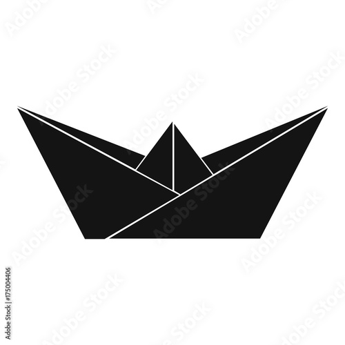 Origami boat icon, simple black style © ylivdesign