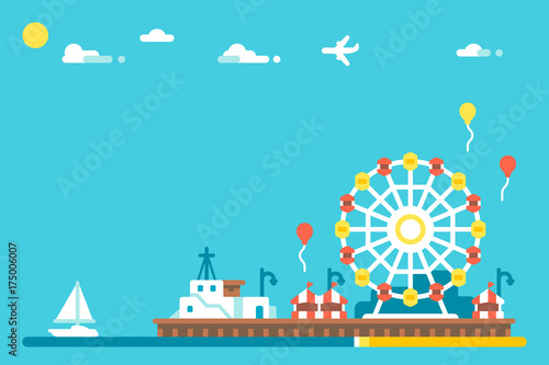 Flat design Santa Monica pier