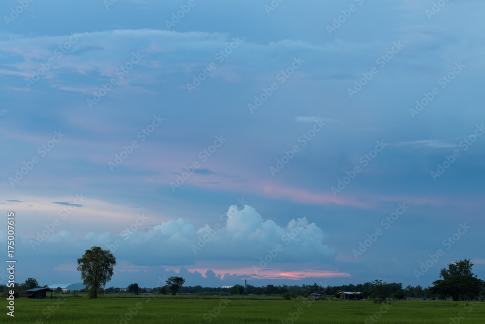 Cloudy sky with sunset in the evening. Cloudy sky with sunset in the evening.