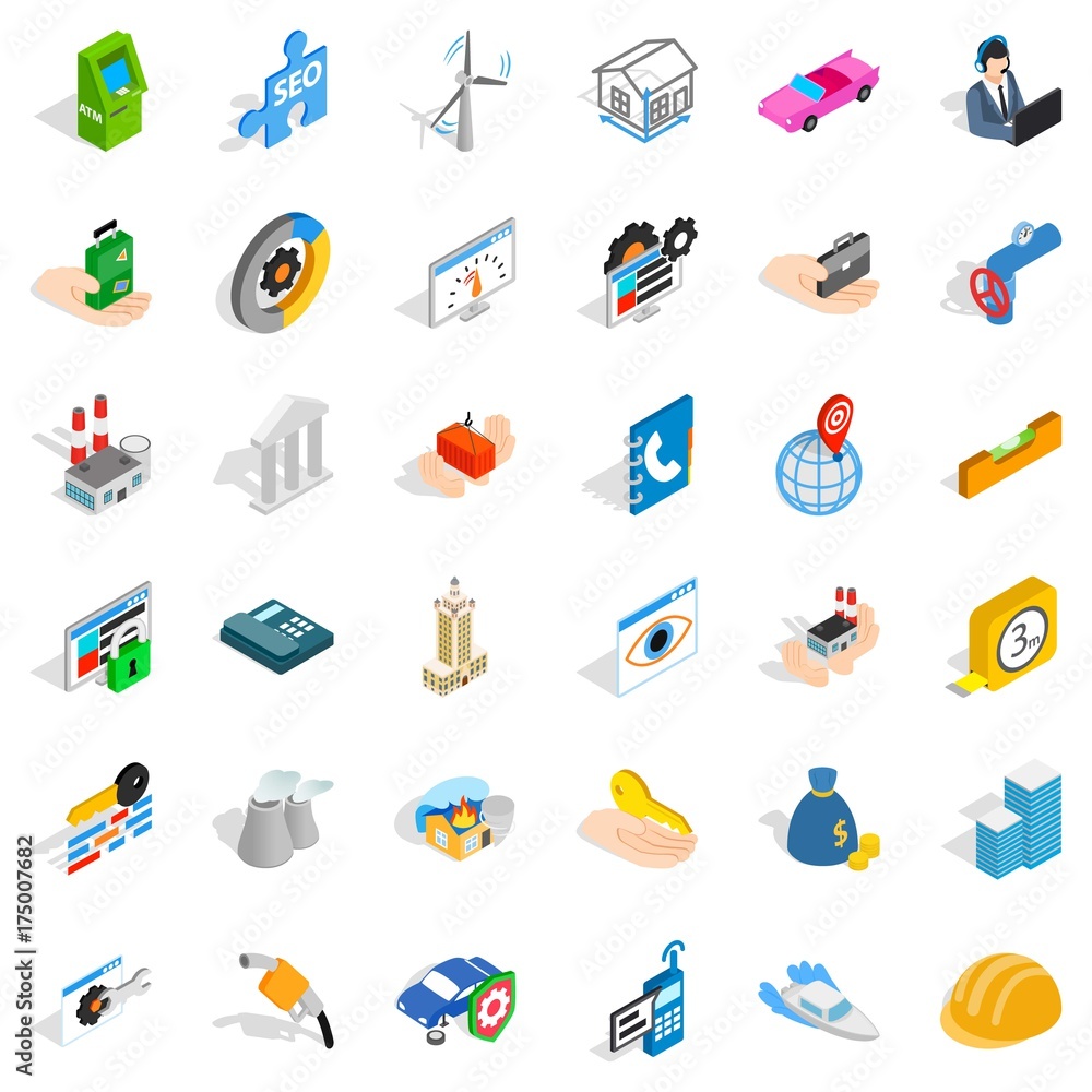 Worry icons set, isometric style Worry icons set, isometric style