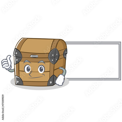 Thumbs up with board chest character cartoon style