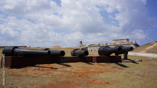 Cannons in front of El Morro lighthouse in Havana Cuba