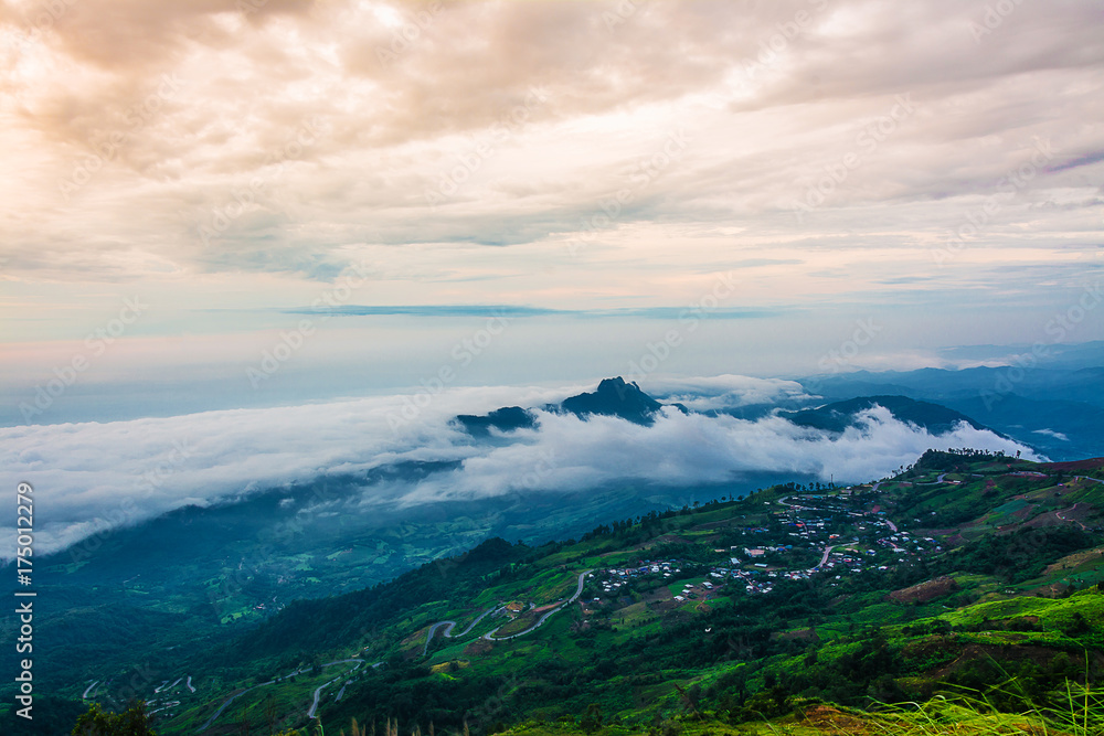 Fototapeta premium Morning Mist with Mountain ,sea of mis