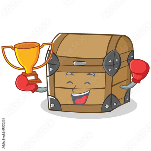 Boxing winner chest character cartoon style