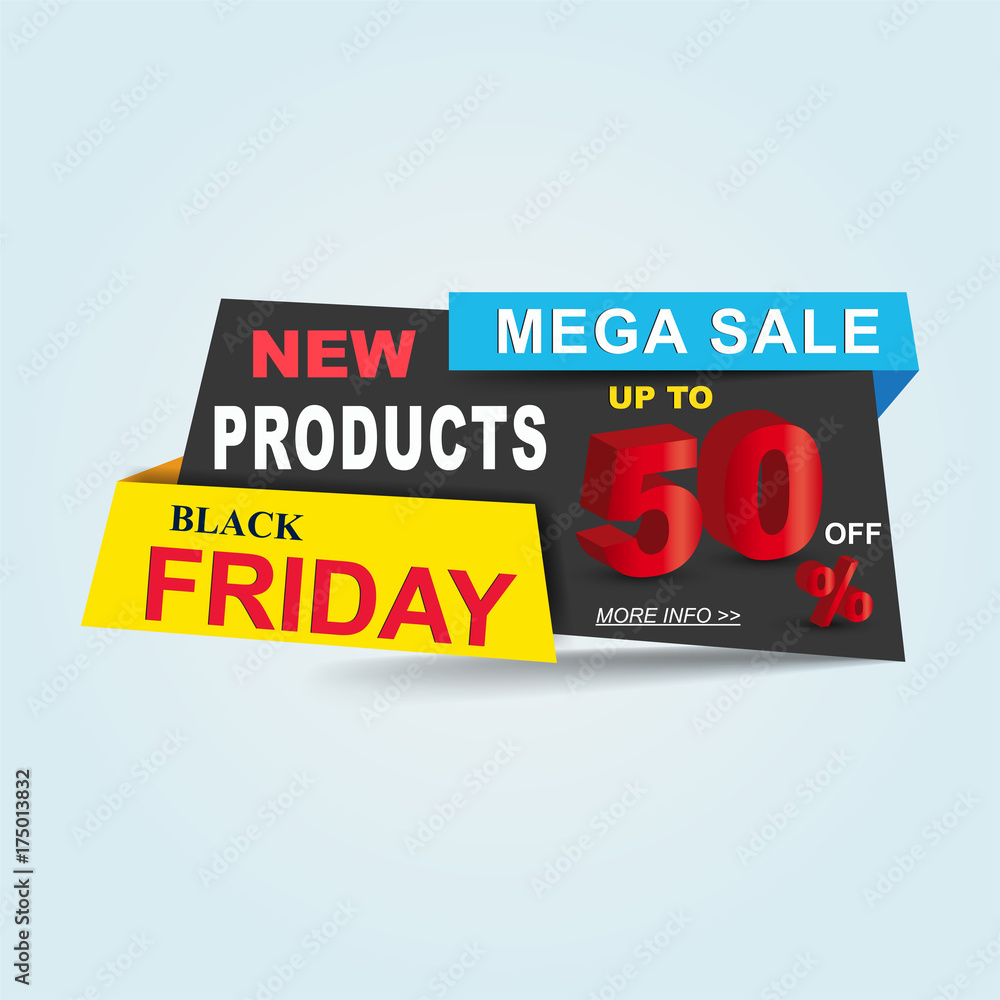 Black friday Sale poster, banner. Big sale, clearance up to 50% off. Sale banner template design.