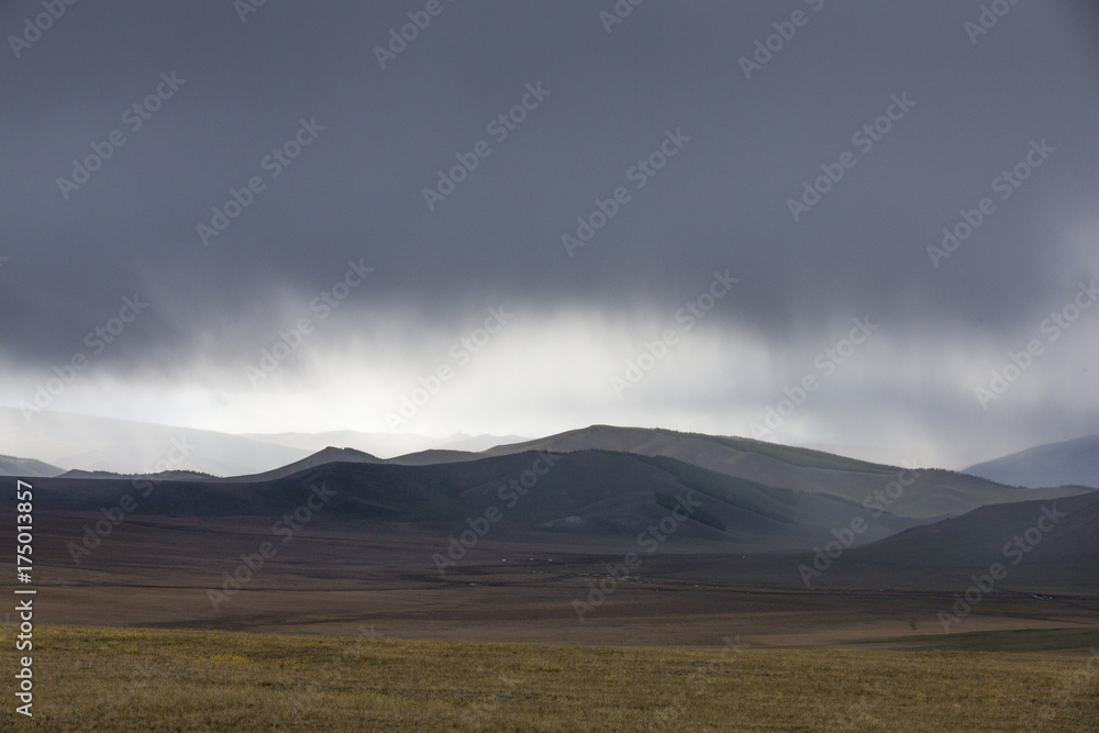 rain over Mongolian Landscape