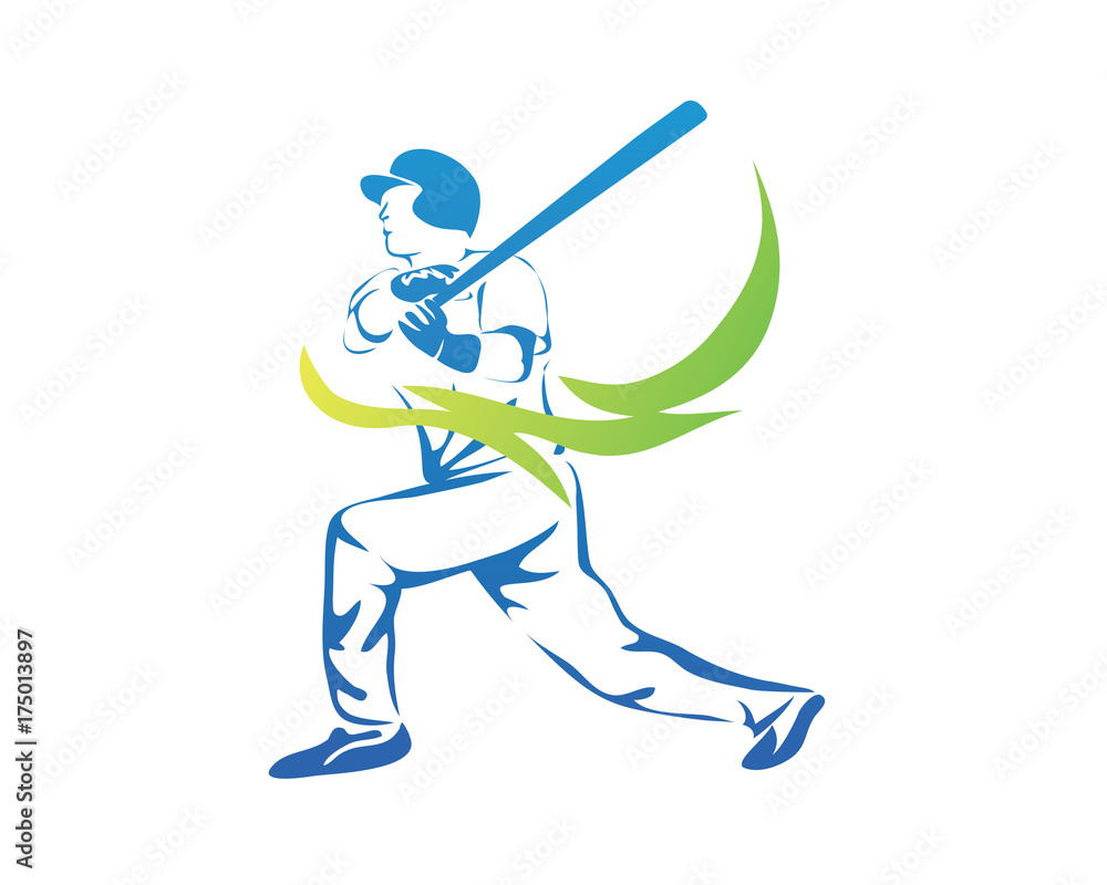 Obraz premium Passionate Professional Baseball Sports Athlete In Action Logo 