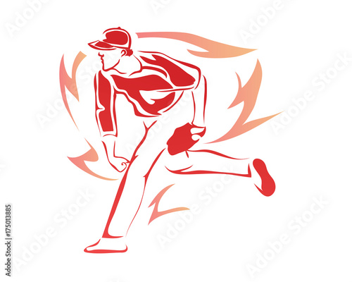 Passionate Professional Baseball Sports Athlete In Action Logo 