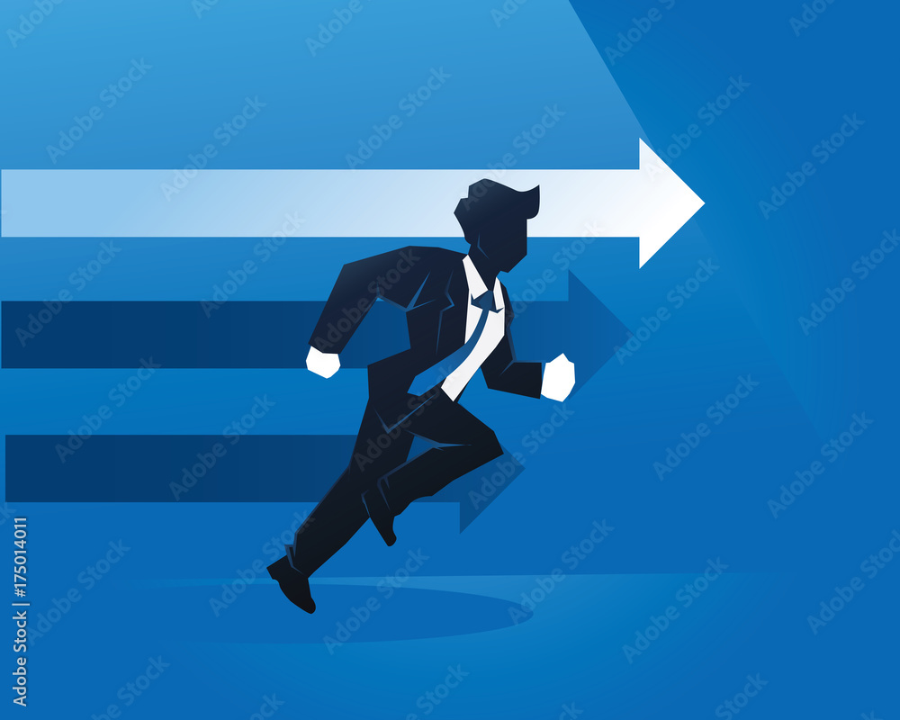 Creative Start Up Businessman Illustration Concept - Persistence And Responsive In Chasing Goal Creative Start Up Businessman Illustration Concept - Persistence And Responsive In Chasing Goal