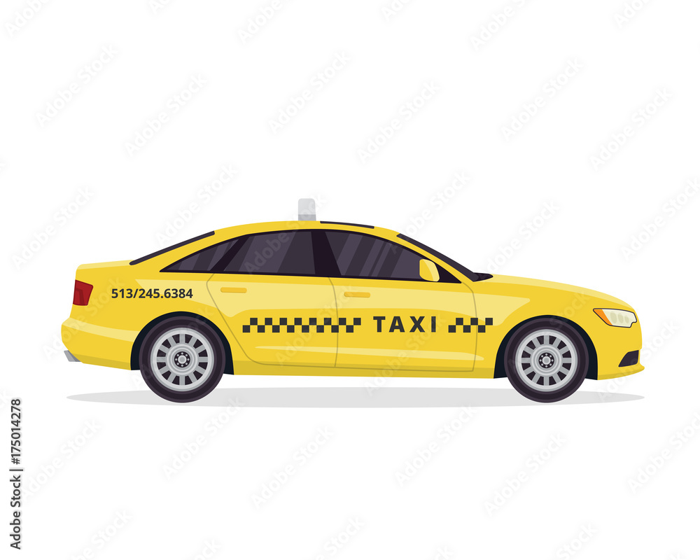 Modern Urban Yellow Taxi Vehicle Illustration 