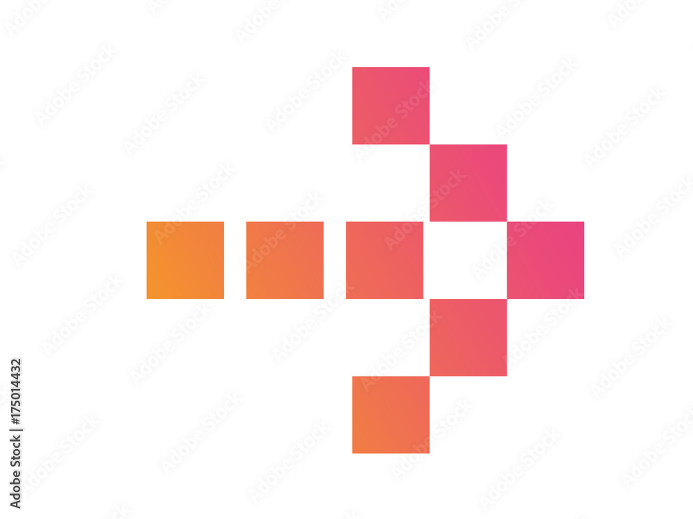 Gradient orange to pink isolated arrow flat icon Gradient orange to pink isolated arrow flat icon