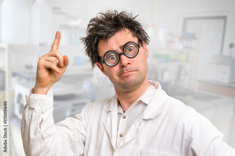 Crazy scientist got the great idea in his laboratory Crazy scientist got the great idea in his laboratory