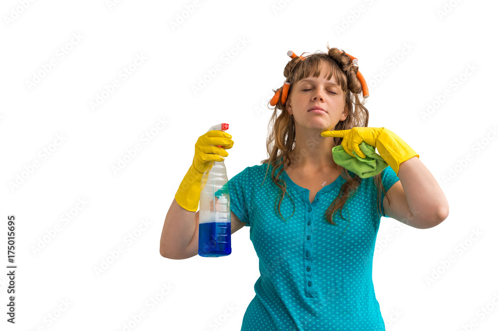 Housewife is tired of cleaning, she is fed up of cleaning Housewife is tired of cleaning, she is fed up of cleaning