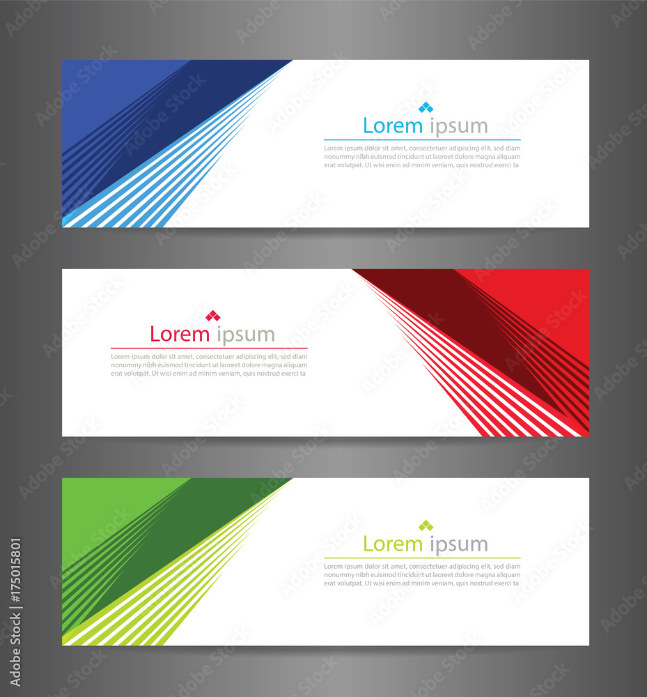 Fototapeta premium Set three colorful abstract modern banner texture. Vector banner background for web banner design