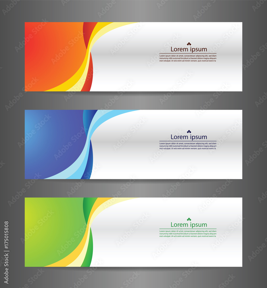 Fototapeta premium Set three colorful abstract modern banner texture. Vector banner background for web banner design
