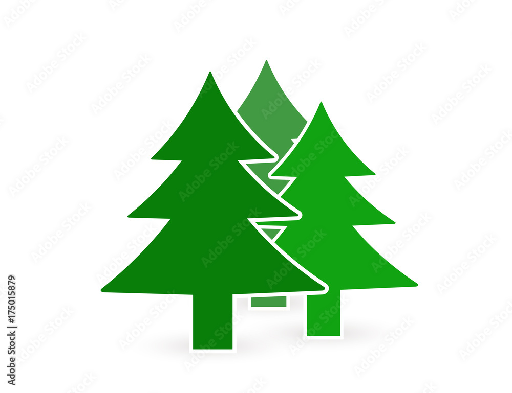 Icon (symbol) of trees, forest zone designations. New Year tree (spruce, pine)