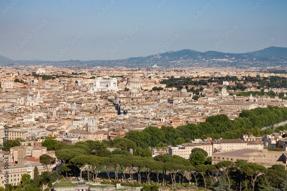 Overview of Rome From Above Showing Landmarks
