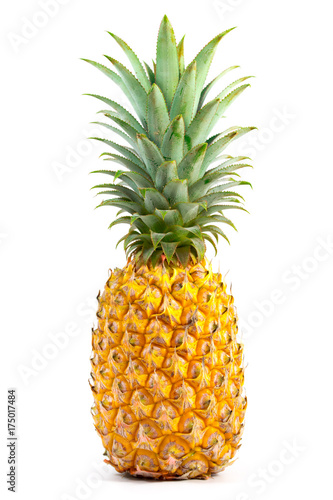 fresh pineapple on white background, "tropical summer" concept