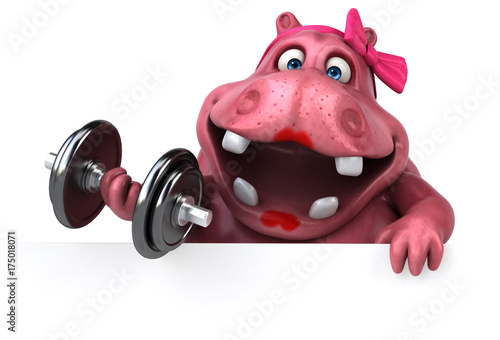 Pink Hippo - 3D Illustration