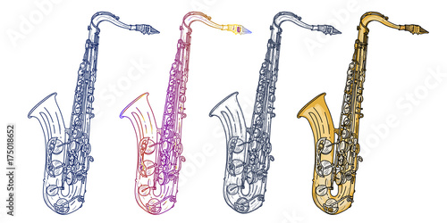 Saxophone isolated on white saxophone jazz saxophone elements music vector