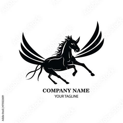 Pegasus Logo, Horse with Wings Brand Identity