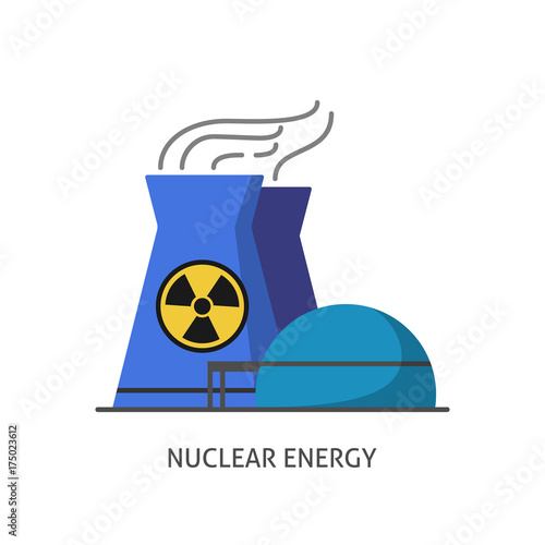 Nuclear power plant icon in flat style