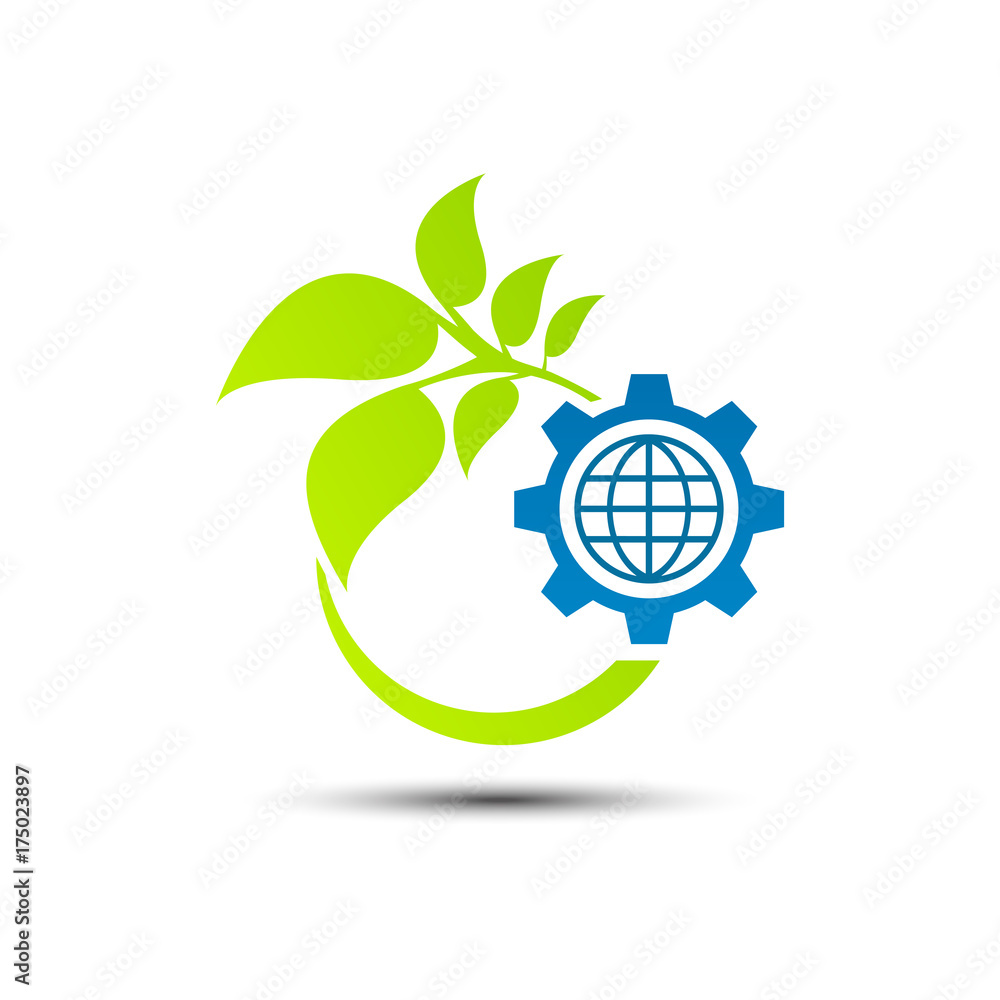 Eco technology and industry sign with shadow. Eco technology and industry sign with shadow.