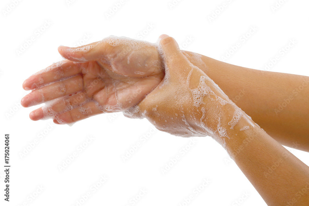 Hand washing medical procedure step isolated Hand washing medical procedure step isolated