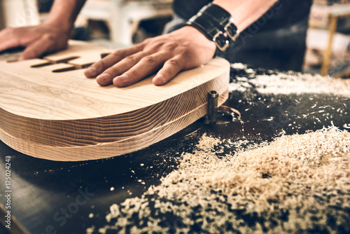 Manufacture of guitars of the brand Woodstock. photo