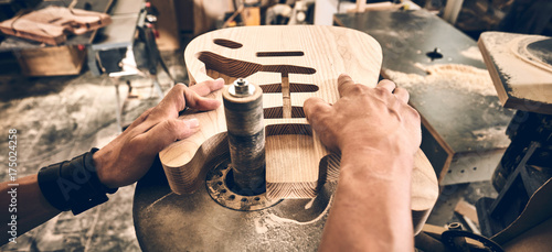 Manufacture of guitars of the brand Woodstock. photo